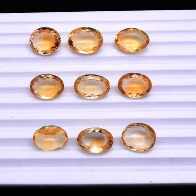 9 Pcs Natural Citrine 13mm-14mm Oval Faceted Cut Dazzling Loose Gemstones - Image 1 of 4