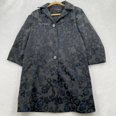 Abrigo de vestir para mujer Ann Taylor chaqueta estampado de leopardo cuello con botones negro talla S Foto 1 de 4