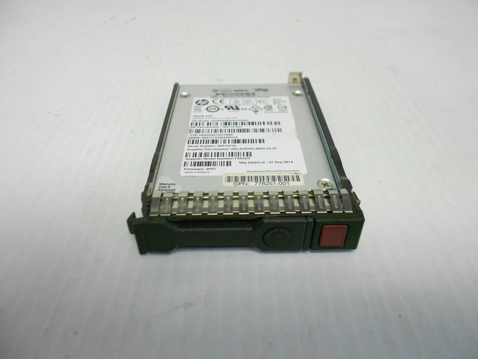 HP 480GB SSD SAS 2.5" 6Gbps Server Hard Drive DL360 DL380 DL385 G8 G9 Gen 8 9  - Image 1 of 1