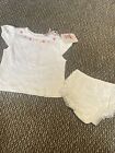 Baby Girls White & Pink Top, White Frilly Knickers Age 6-12 Months,  x2 Pieces