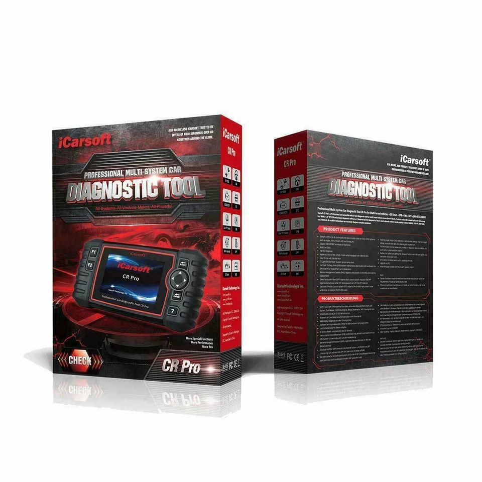 NUEVO iCarsoft CR PRO Escáner de Diagnóstico Universal ABS EPB ACEITE FRENO SELLADO Foto 1 de 4