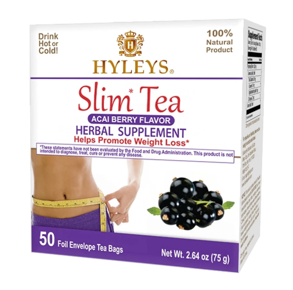 HYLEYS Slim té verde ACAI BERRY 50 bolsas de té ayuda a promover la pérdida de peso Foto 1 de 4