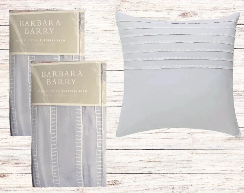 Barbara Barry Blanket Stitch Euro Sham Set de 2 en pizarra 26 pulgadas x 26 pulgadas Foto 1 de 1