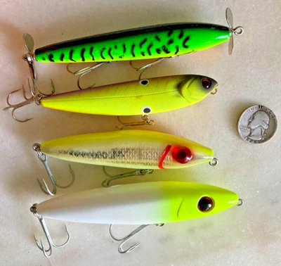 LOTE 4 SEÑUELOS DE PESCA CRANKBAITS SIN LABIOS SAMMY TOPWATER SUPERFICIE OJO ROJO SMITHWICK Foto 1 de 4