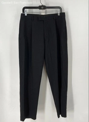 Pantalones de vestir rectos plisados negros para hombre Reaction Kenneth Cole talla 32x30 Foto 1 de 4