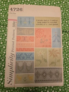 Patrón de costura Simplicity 4726 diseños de patrones de punto de cruz sin cortar en guinga - Imagen 1 de 6