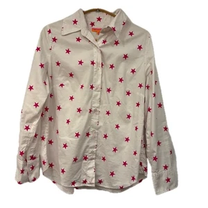 Camisa Vilagallo Abotonada Talla 42 EE. UU. Mediana Estampado de Estrellas Blanca Rosa Caliente - Imagen 1 de 8