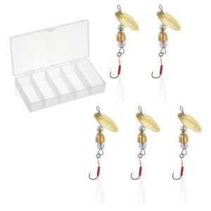 5 pezzi esche trota spinner gancio singolo coda di gallo esche da pesca 1/8 oz oro - Foto 1 di 6