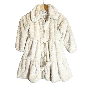 Widgeon Faux Fur Coat Girls 6 Long Soft Winter Dressy Cozy Tiered Princess Warm - Picture 1 of 10