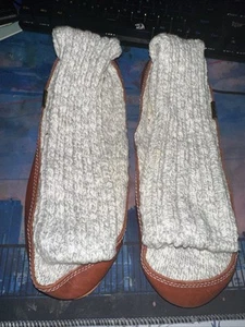 Acorn Slipper Sweater Socks Leather Sole Size Men's 10.5 / 11.5 Oatmeal - Picture 1 of 2