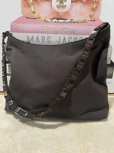 Salvatore Ferragamo Schultertasche/Handtasche mit Kette verbunden braun Canvas - Bild 1 von 9