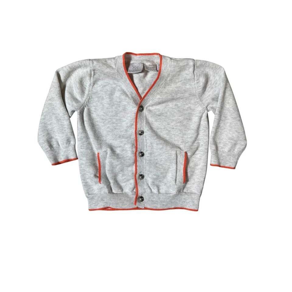 Cárdigan tejido de algodón gris Koala Kids 18M suéter borde naranja Toys R Us Foto 1 de 4