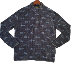 Aftco fleece Geometric 1/4 Zip Pullover Gray Men's Large Fish Print Long Sleeve - Picture 1 of 9