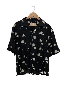 MARNI Kurzarm Hemd 46 Seide schwarz Gesamtmuster gebraucht - Bild 1 von 6