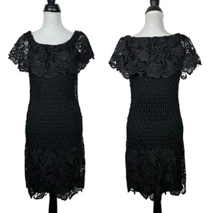 Tahari ASL NWT S Amy Black Lace Off the Shoulder Cocktail Party Sheath Dress - Picture 1 of 12