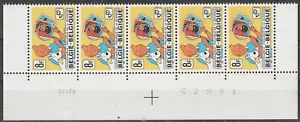 BELGIQUE 1939 ** MNH TINTIN Kuifje HERGE bande de 5ex. n° de planche + date 1979 - Photo 1/1