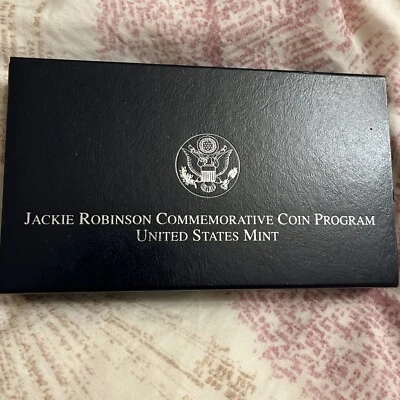 1997 S Jackie Robinson PROOF Baseball 90% Silver Dollar Coin US Mint Box and COA - Image 1 of 4