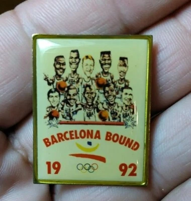 VTG 90s USA Olympic Basketball Dream Team Barcelona Bound NBA Pin Jordan Bryd - Image 1 of 4