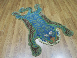 Tibetan Tiger Rug Animal Shape Handmade Kids Boho Area Rug Aesthetic Rug 3x5 - Picture 1 of 18