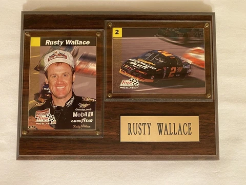 NASCAR Rusty Wallace Wall Plaque 8”x 6” Collectible Trading Cards Name Plate Cover