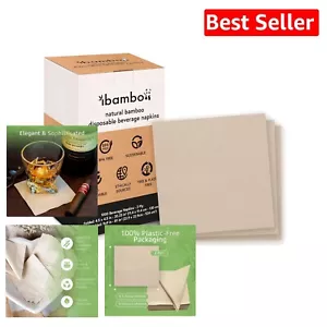 FSC Certified 4.5x4.5 Inch Bamboo Cocktail Napkins - 1000 Count for Gatherings - Picture 1 of 11