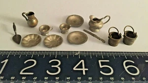 ANTIGUA Casa de Muñecas Alemana, Peltre Miniatura LOTE GRANDE 12 piezas - Imagen 1 de 7