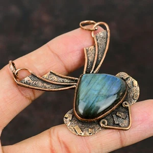 Venta Día de la Madre Pera Labradorita Piedra Cobre Tercer Ojo Chakra Colgante Joyería - Imagen 1 de 7