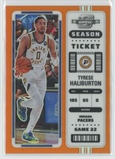 2022-23 Contenders Optic Basketball Orange Season Ticket Tyrese Haliburton 24/49