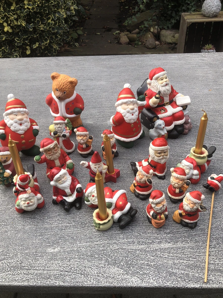 Keramik Weihnachtsmann Figuren Set – 3-teilige Dekoration Für Regal, Schreibtisch Oder Wohnzimmer (gold)
