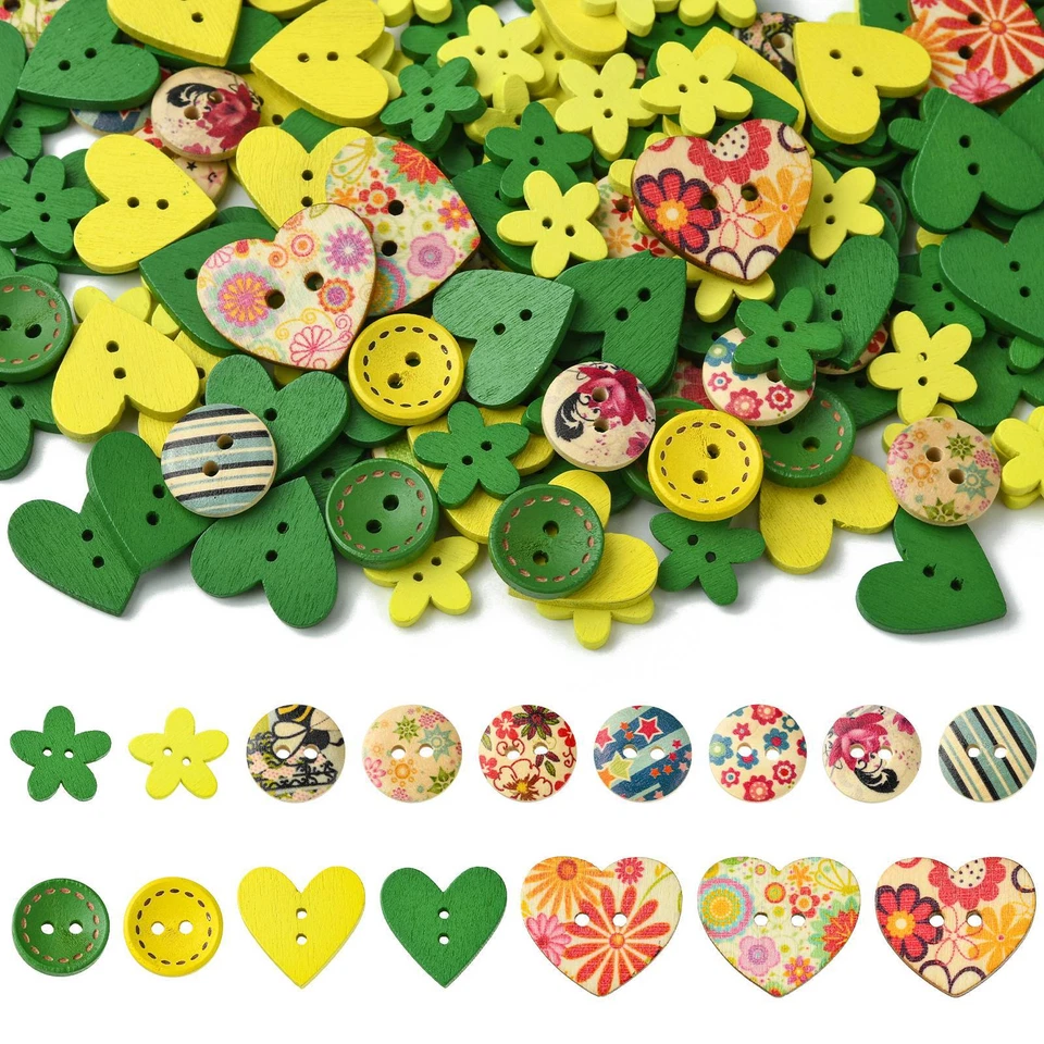 230x 2 Hole Wood Heart Sewing Buttons Scrapbooking Clothing Gift Home Decor - Image 1 of 4