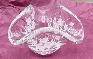 Blown Glass Bowl Decorative Flowers 4"  - Picture 1 of 15