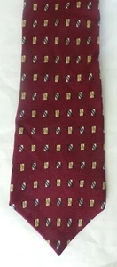 IZOD Mens Red Yellow & Navy Blue Geometric Print 100% Silk Tie Necktie - Picture 1 of 3