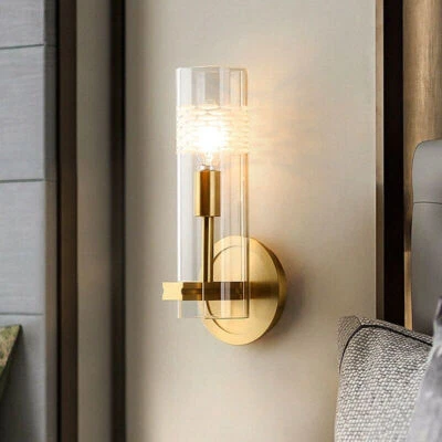 Modern Brass Wall Sconce Lamp LED Glass Lampshade Light Indoor Lighting 1/2 Head - Image 1 of 4