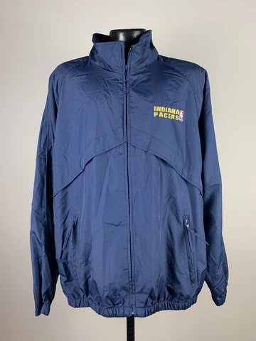 Men’s Vintage Throwback PUMA Indiana Pacers Full Zip Navy Blue NBA Jacket Large Cover