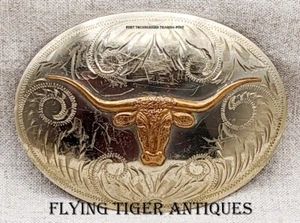 Great Vintage 1950s-1960s Large Cowboy Buckle in German Silver by Irvine Jachens - Picture 1 of 5