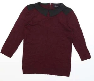 Papaya Womens Red Collared Viscose Blend Jumper Size 10 - Picture 1 of 12