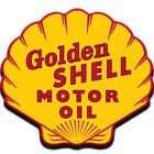 GOLDEN SHELL MOTOR OIL CLAM SHAPE 24" HEAVY DUTY USA MADE METAL ADVERTISING SIGN