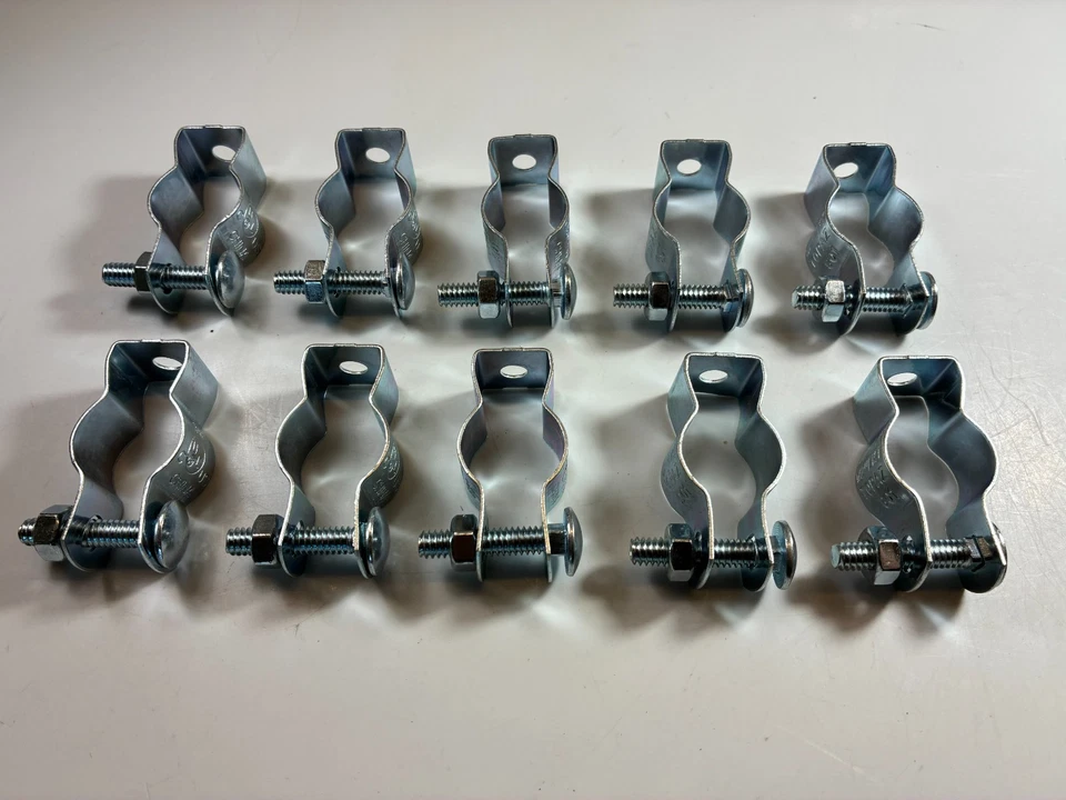 CONJUNTO DE 10 correias de cabide de conduíte Minerallac aço 1/2 polegada com parafuso e porca topázio 601 - Imagem 1 de 4