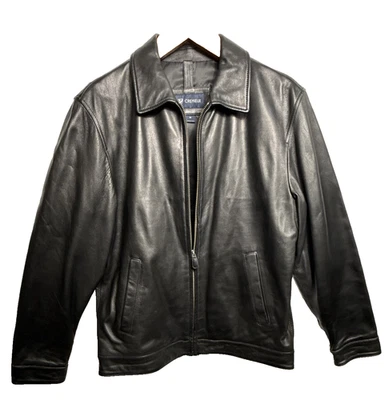 Cremieux Lambskin Black Leather Jacket Men's Medium NWOT Bomber Style - Image 1 of 4