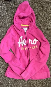 Aeropostale Woman’s med Hoodie Comfy Full Zip Up Sweater pink (kids xl fits med) - Picture 1 of 2