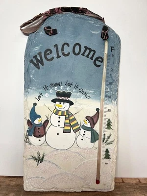 Winter Snowman Welcome Sign Decorative Wall Art Rustic Home Decor - Image 1 of 4