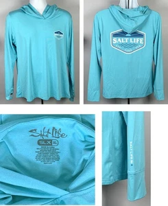Sudadera con capucha Salt Life SLX Performance para mujer XL UV 30 protección azul mar arena sol - Imagen 1 de 7