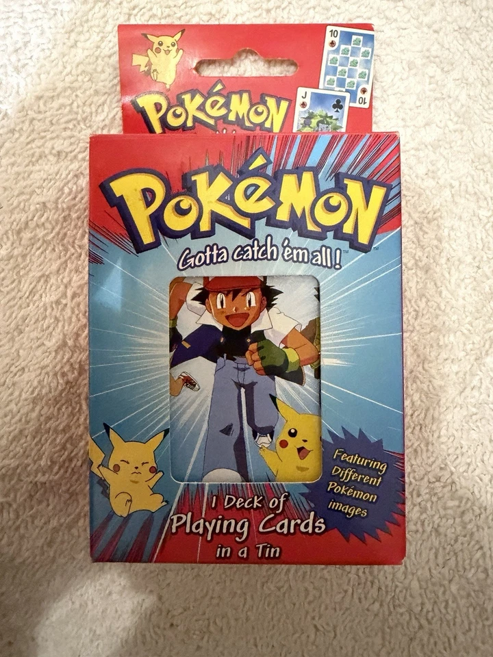 Карты игральные Pokemon Bicycle коллекционные оловянные Nintendo Pikachu редкие винтажные 1999 - Изображение 1 из 4