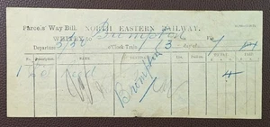 1874 North Eastern Railway Whitby to Brompton Parcels Way Bill - Picture 1 of 1