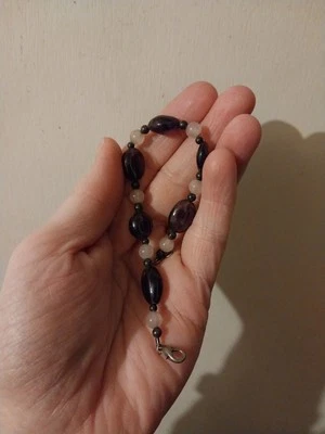 美丽紫水晶玫瑰石英手链 7 1/4 英寸 — 第 1/3 张图片