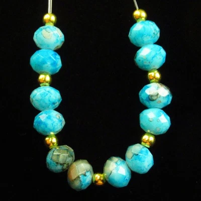Juego de 12 cuentas colgantes rondelle de cristal de titanio azul facetado de 8x6 mm H93730 Foto 1 de 2
