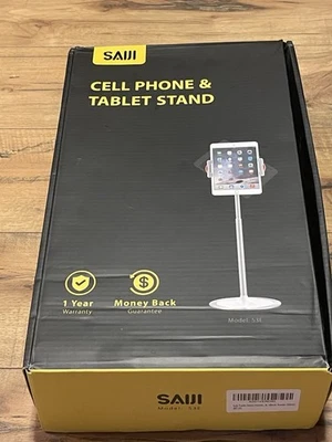 SAIJI Cell Phone & Tablet Stand Holder, Height Adjustable Brand New Silver S3E - Image 1 of 4