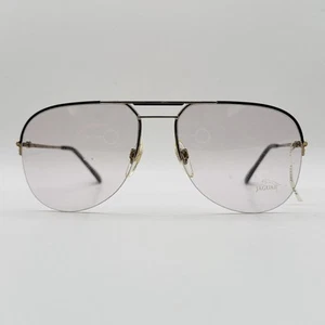 Jaguar eyeglasses Men Ladies Oval Black Gold Flyer Mod. 373 Vintage 80s NOS - Picture 1 of 11