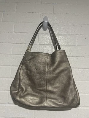 Coach Handbag Phoebe Gold Pebbled Leather Hobo Shoulder Bag Tote Scratches - Image 1 of 4