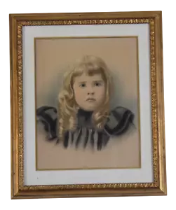 Antique Portrait Hand Colored Blue Eyed Girl Victorian Period Original Painting - Picture 1 of 5